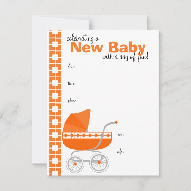 Convites Orange Baby Buggy (Frente)