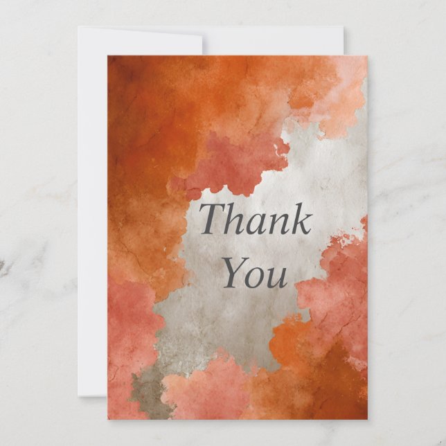 Convites Orange & Beige Abstract Thank You Card (Frente)