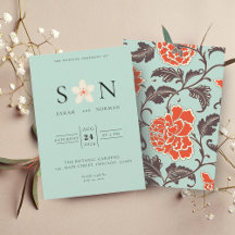 ORANGE BEIGE PEONES CHINOISERIE