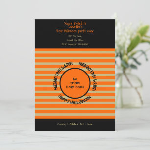 Convites Orange Black Typografia Happy Halloween Party