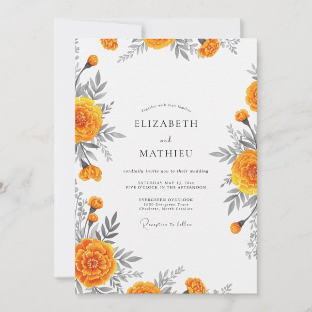 Convites Orange Bloom Whimsy Wedding (Frente)