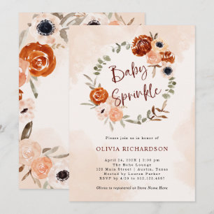 Convites Orange Boho   Sprinkle de Bebê com Blush de Aquare