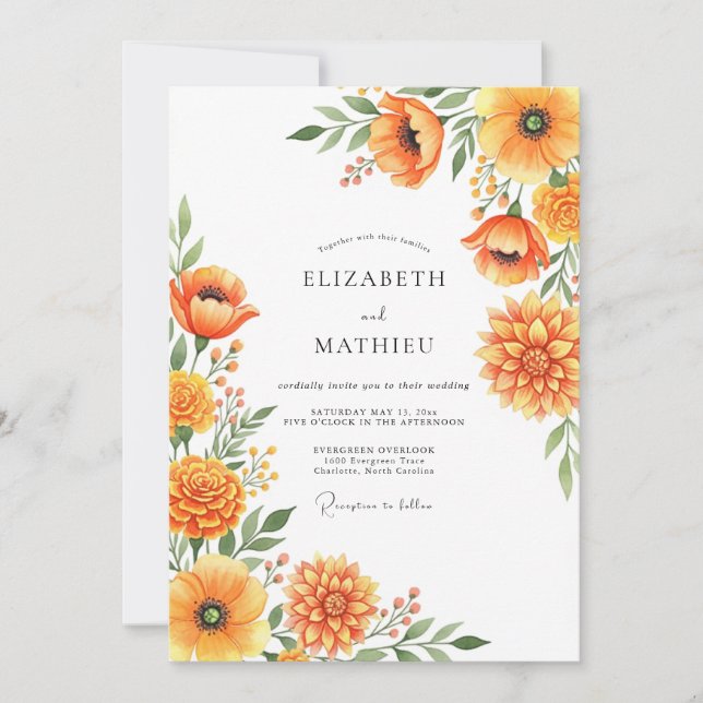 Convites Orange Breathtaking Meadow Wedding (Frente)