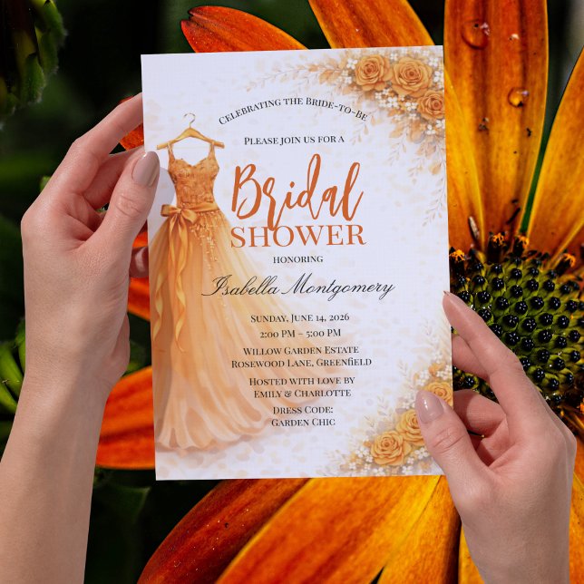 Convites Orange Bridesmaid Dress Bridal Shower (Orange Bridesmaid Dress Bridal Shower Invitations
)