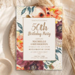 Convites Orange Burgundy Fall Floral Dourada Glitter 50th<br><div class="desc">Pavimentação de cor laranja e burgundy/floral de outono com brilho de ouro num convite de aniversário de 50º bronzeado para mulheres. Entre em contato comigo para obter ajuda com a personalização ou para solicitar produtos Zazzle correspondentes para o seu partido.</div>