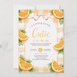 Convites Orange Citrus First Birthday Party Invite