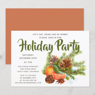 Convites Orange Citrus Holiday Party   Festa de Natal