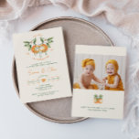 Convites Orange Citrus Little Cuties Twin Photo Birthday<br><div class="desc">Celebrate your little one's special day with our orange citrus little cuties twin birthday party invitation, designed for kids of all ages. This zesty design features a delightful citrus orange clementine fruit theme, brought to life with a simple boho-inspired watercolor style. It is ideal for celebrating a little boy or...</div>