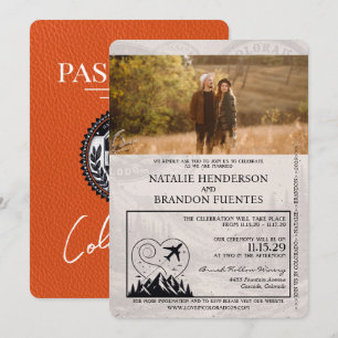 Convites Orange Colorado Passport Wedding