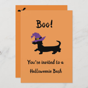 Convites Orange Dachshund Witeen Festa de Halloween