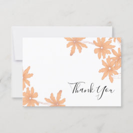Convites Orange Daisies on White Flat Obrigado Notas