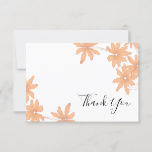 Convites Orange Daisies on White Flat Obrigado Notas