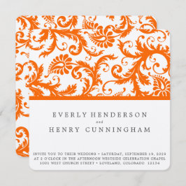 Convites Orange Damask Monograma Wedding