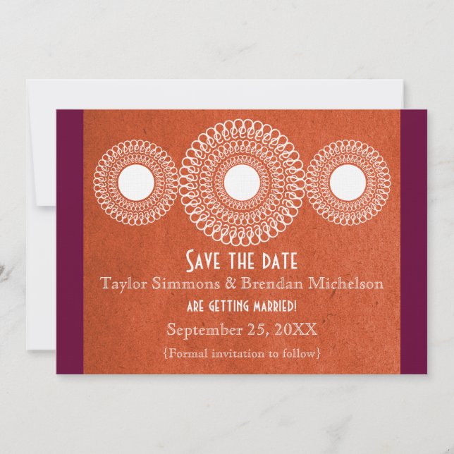 Convites Orange Elegância do Extremo Oriente Save the Date (Frente)