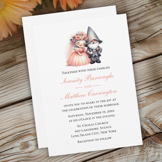 Convites Orange Fairytale Gnome Wedding Woodland Cute (Criador carregado)