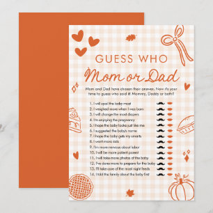 Convites Orange Fall Cutie Pie adivinha quem é a mãe ou o j