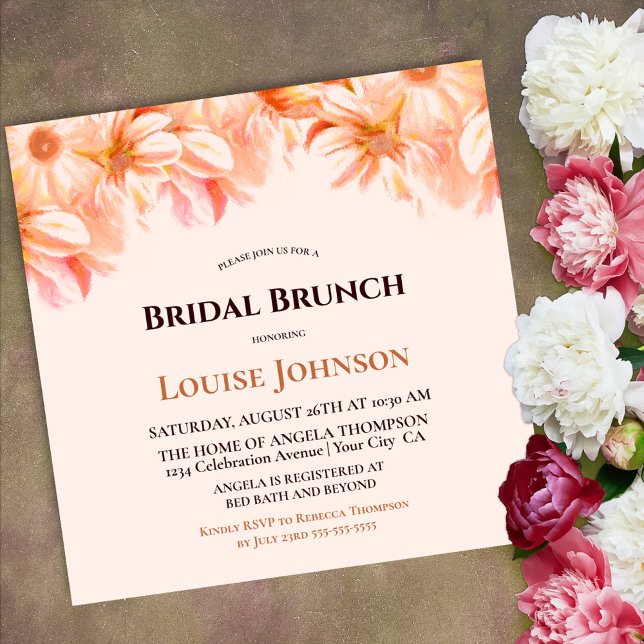 Convites Orange Floral Bridal Brunch (Criador carregado)