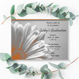 Convites Orange Floral destaca Festa de formatura Invite