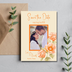 Convites Orange Floral Save the Date Wedding