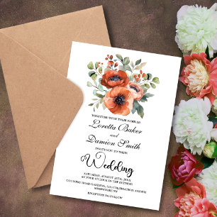 Convites Orange Floral Wedding