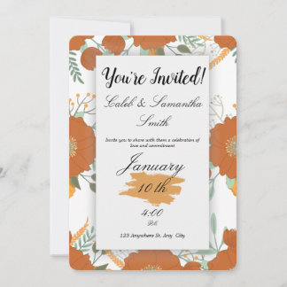 Convites Orange Flower Wedding Invitation