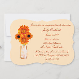 Convites Orange Flowers Mason Jar Festa de noivado Invite