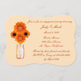 Convites Orange Flowers Mason Jar Festa de noivado Invite