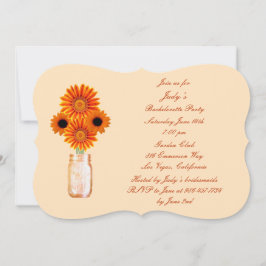 Convites Orange Flowers Mason Jar Festa de solteira Invite