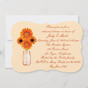 Convites Orange Flowers Mason Jar Janta Convidar