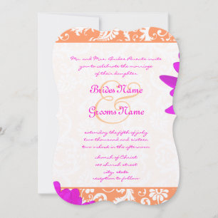 Convites Orange & Fuchsia Gerber Daisy Weding Invitation
