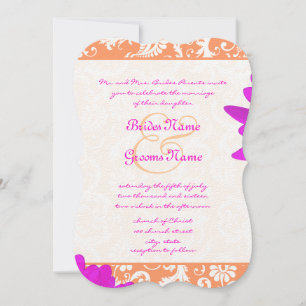 Convites Orange & Fuchsia Gerber Daisy Weding Invitation