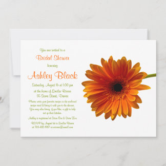 Convites Orange Gerbera Daisy Chá de panela