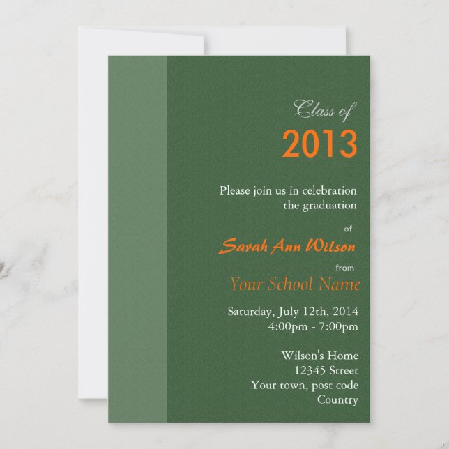 Convites Orange gerbera daisy floral graduação (Frente)