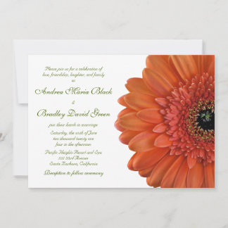 Convites Orange Gerbera Daisy Flower Invitation