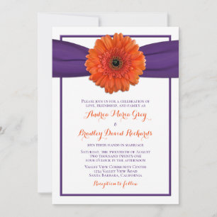 Convites Orange Gerbera Daisy Purple Weditation