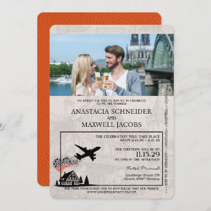 Convites Orange Germany Passport Wedding