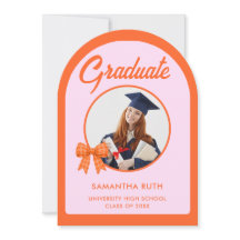 Orange Gingham Bow Arch Photo Graduation Party