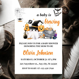Convites Orange Halloween Baby está criando Chá de fraldas