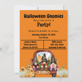 Convites Orange Halloween Gnome Party