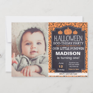 Convites Orange Halloween Pumpkin Invite com Foto