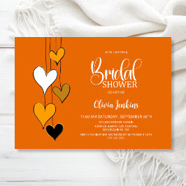 Convites Orange Heart Theme Bridal Shower