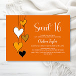 Convites Orange Heart Theme Sweet 16 Birthday<br><div class="desc">Invite your friends and loved ones to celebrate your daughter’s 16th birthday with this orange heart-themed invitation. A variety of paper types and corner styles are available for your unique invitations,  along with the option to download if you prefer a digital format.</div>