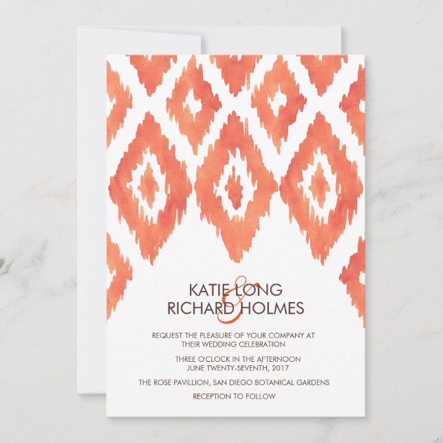 Convites Orange Ikat Wedding (Frente)