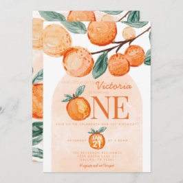 Convites Orange Little Cutie virando uma festa de primeiro