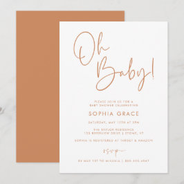 Convites Orange Modern Boho Gênero Chá de fraldas Neutro