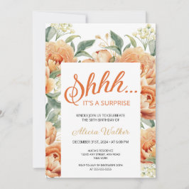 Convites Orange Peony Surpresa Floral Aniversário