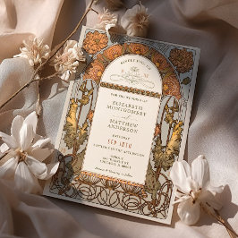 Convites Orange Poppy Casation Art Nouveau Mucha