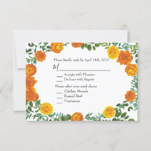 Convites Orange Rosa Wedding Floral Modern