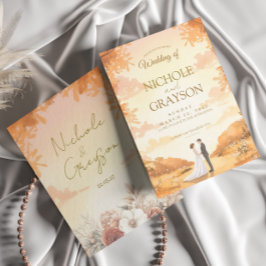 Convites Orange Summer Floral Watercolor Outdoor Wedding