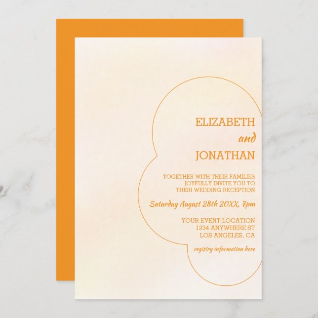 Convites Orange Sunset Wedding Reception (Frente/Verso)